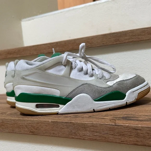Nike Air Jordan 4 RM White and Green Sneakers - Picture 4 of 6